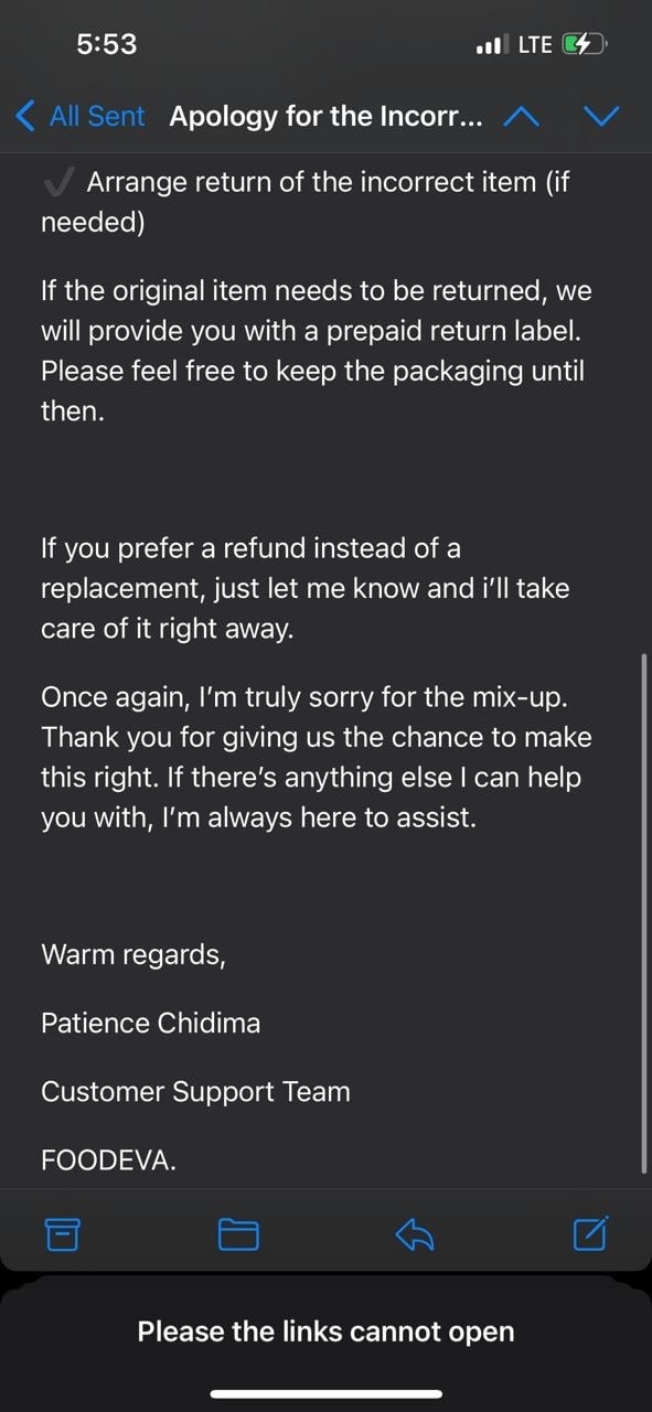 Customer Support via Email sample 2